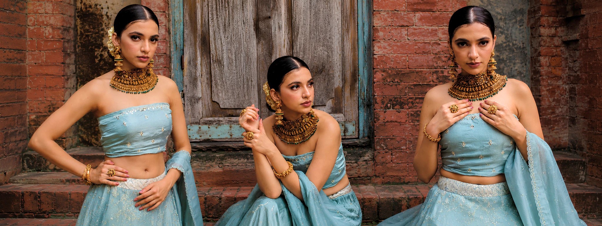 Antique gold temple haar with Lakshmi motif, view 1, Solitaire Boutique Kanpur